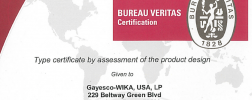 Bureau Veritas certification for the Flex-R thermocouple assembly